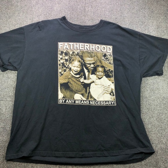 Malcolm X Fatherhood By Any Means Necessary Fruit of the Loom 3XL T-Shirt - Picture 1 of 8